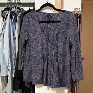 GAP Navy and White V-Neck Dot Peasant Tunic